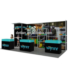 Detian Offer fashion cloth fair 10x20ft transformable modular aluminum exhibition booth with graphic